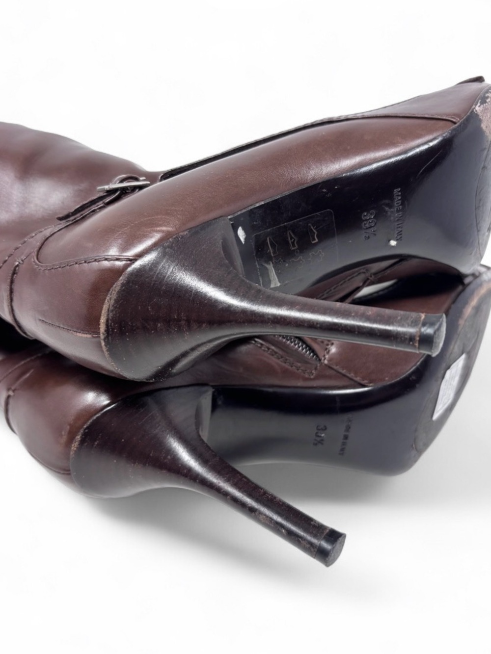 Vintage Dior Galliano Brown Knee High Leather Boot Pointed Toe Slim Buckle 39.5 - Picture 9 of 14